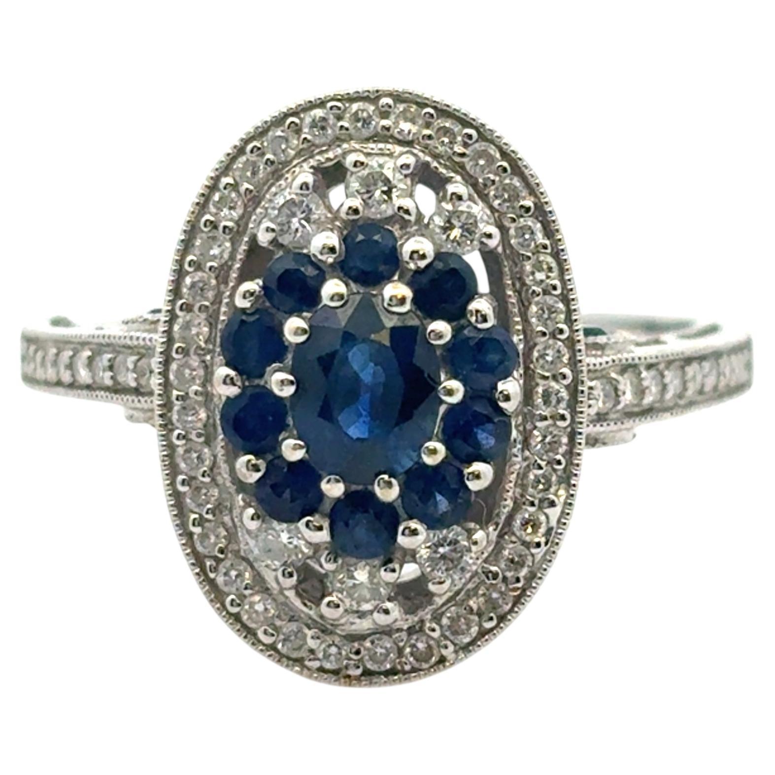 18k White Gold Diamond and Sapphire Cocktail Ring