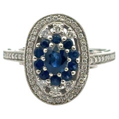 18k White Gold Diamond and Sapphire Cocktail Ring