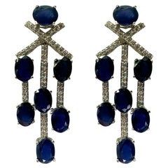 18k White Gold Diamond and Sapphire Earrings