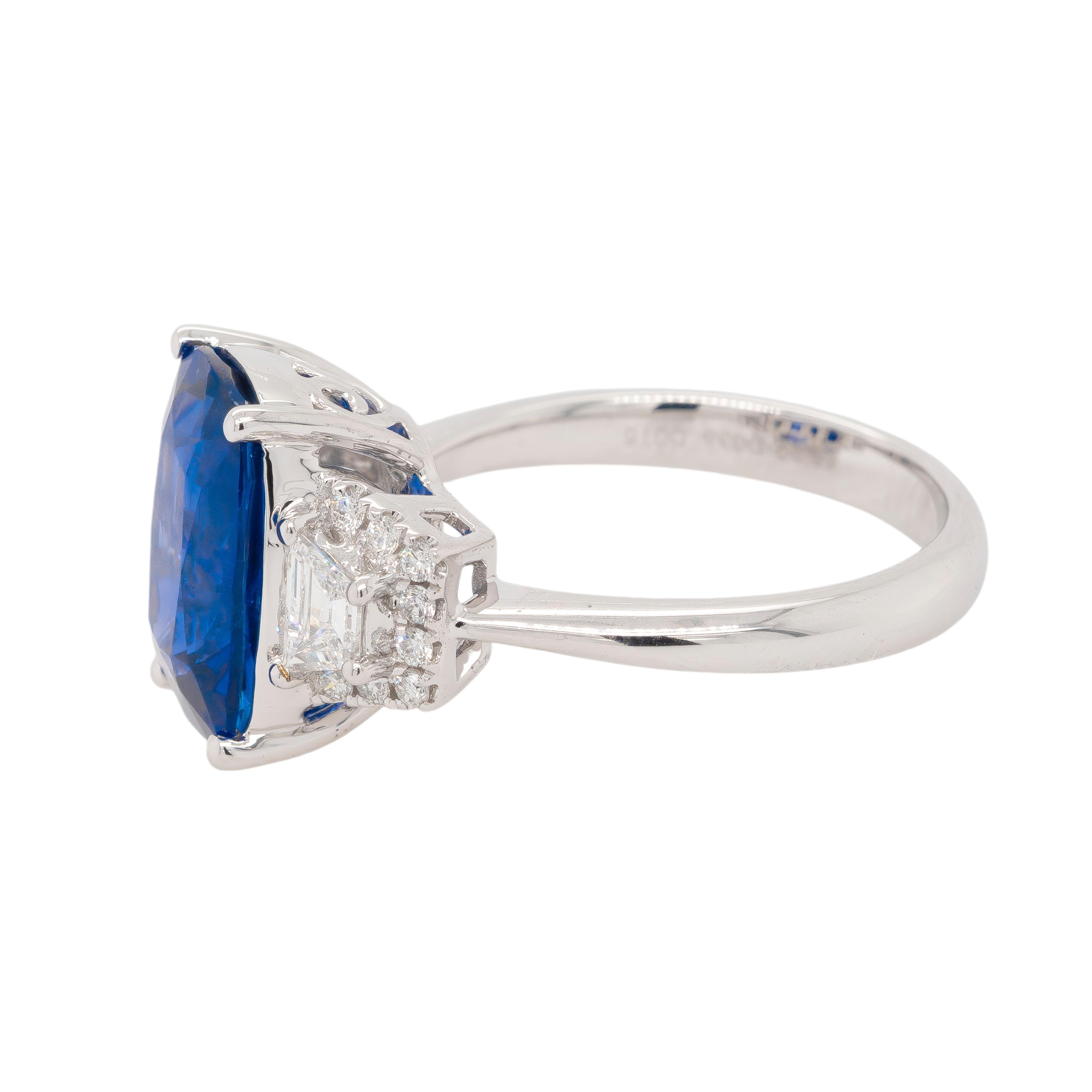 Ring aus 18 Karat Weißgold mit GIA-zertifiziertem Diamant und Saphir (Gemischter Schliff)