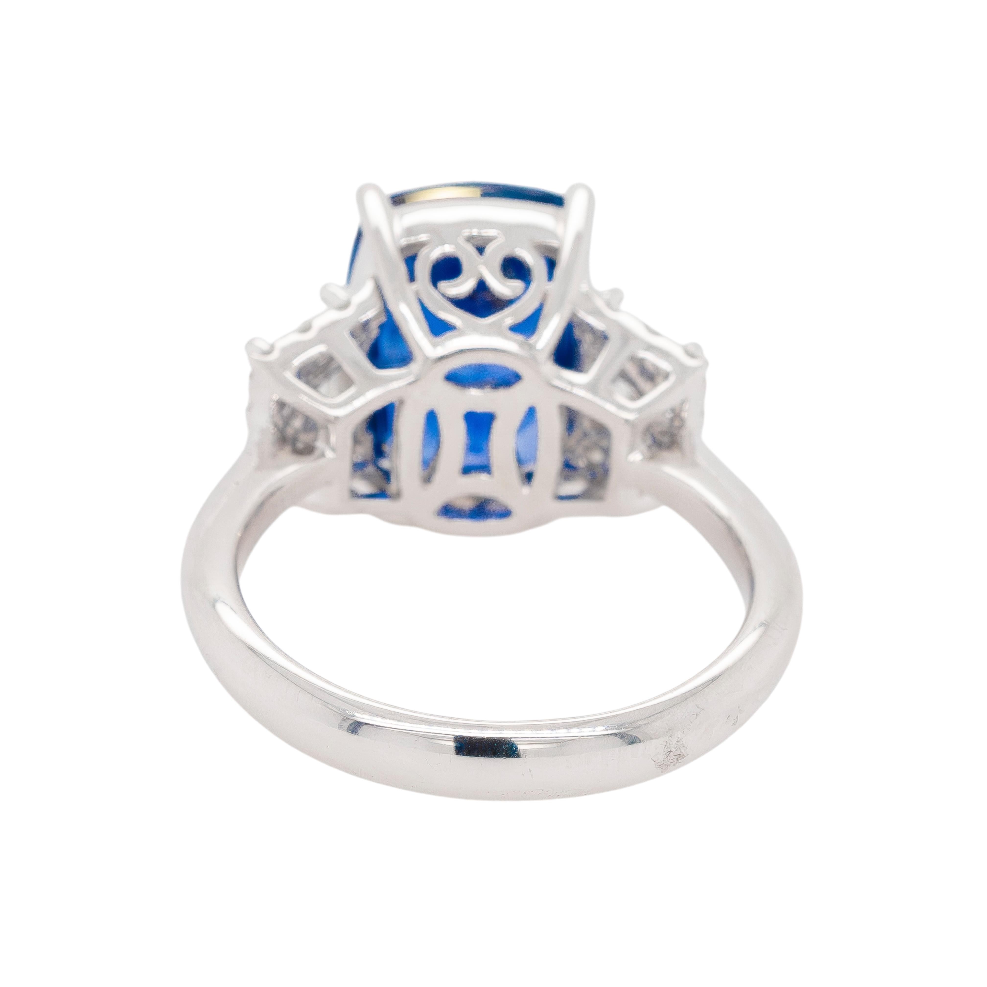 Ring aus 18 Karat Weißgold mit GIA-zertifiziertem Diamant und Saphir für Damen oder Herren