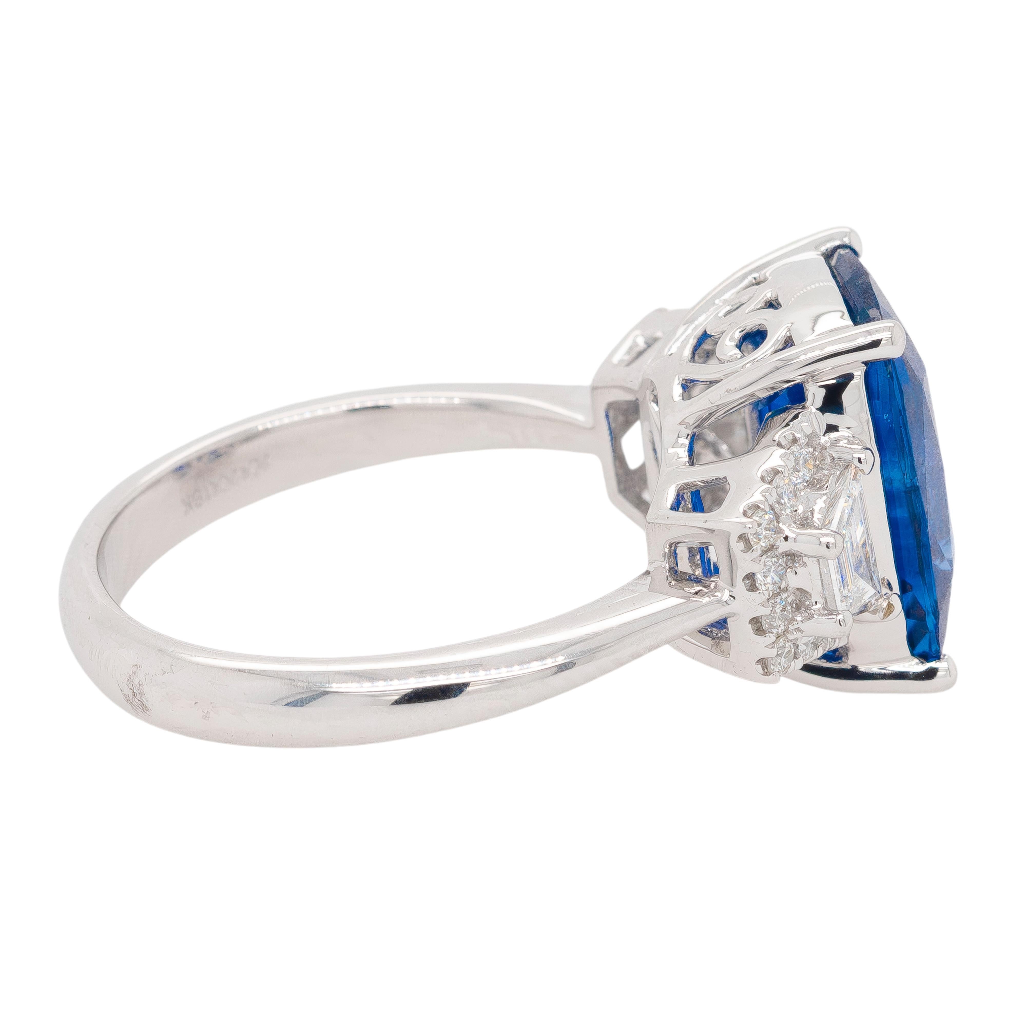 Ring aus 18 Karat Weißgold mit GIA-zertifiziertem Diamant und Saphir 1