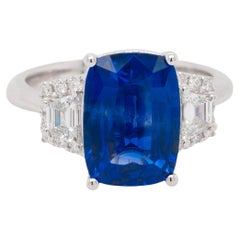 Ring aus 18 Karat Weißgold mit GIA-zertifiziertem Diamant und Saphir