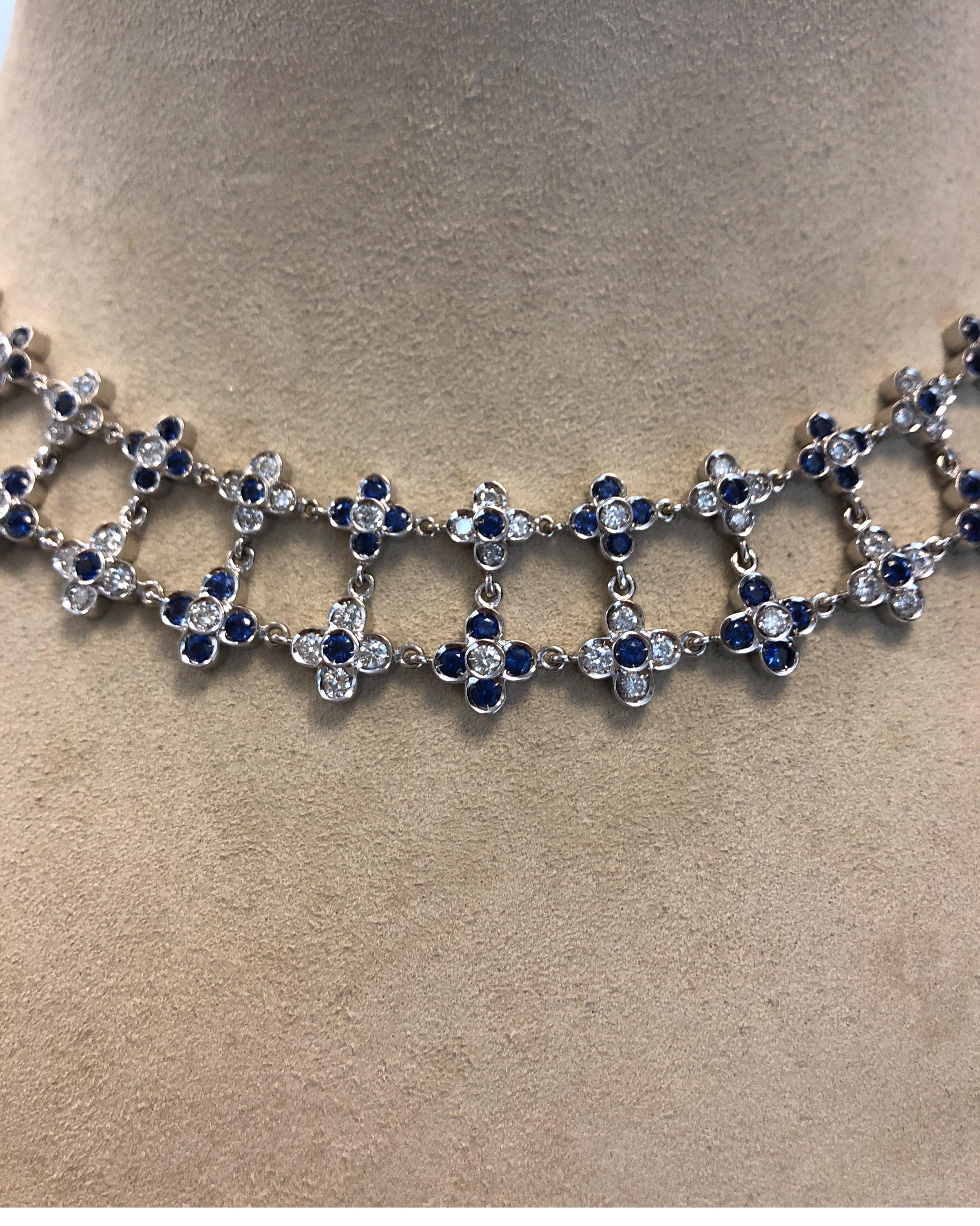diamond flower choker necklace