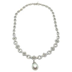 Collier en or blanc 18 carats, diamants et perles des mers du Sud