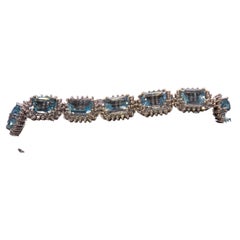 18k White Gold Diamond Aquamarine Bracelet
