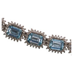 18k White Gold Diamond Aquamarine Bracelet