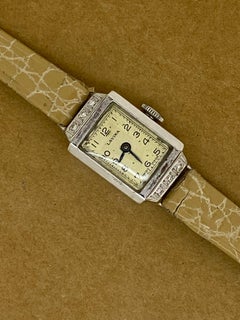 18K White Gold & Diamond Art-Deco 1930's Swiss Ladies Dress Watch by Lavina