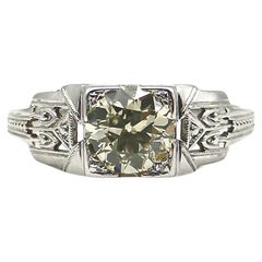 18k White Gold Diamond Art Deco Engagement Ring