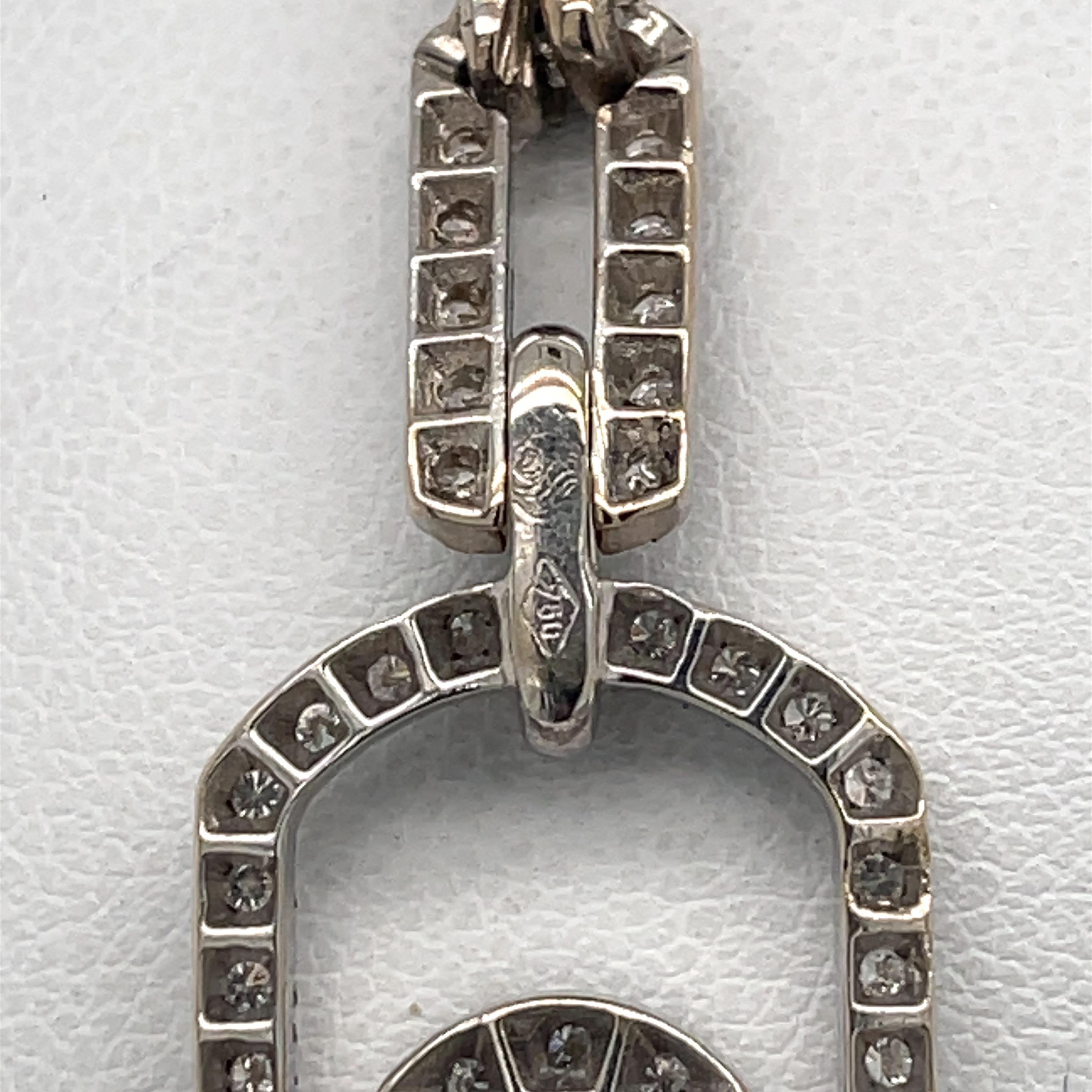 Round Cut 18K White Gold Diamond Pendant with Chain