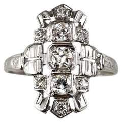 18K White Gold Diamond Art Deco Style Ring Size 8 #25638