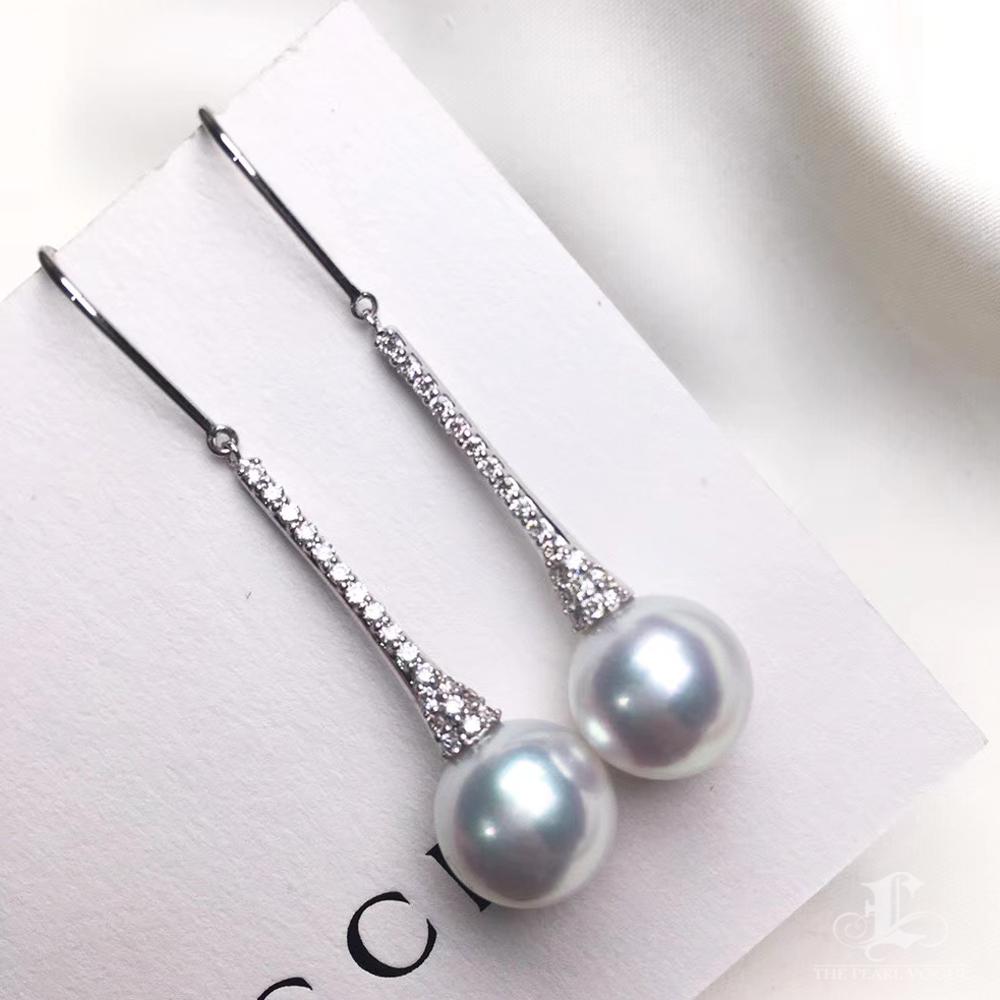 【Lustre Arc】Starlit Drop Aurora South Sea Pearl Diamond Earrings For Sale 5