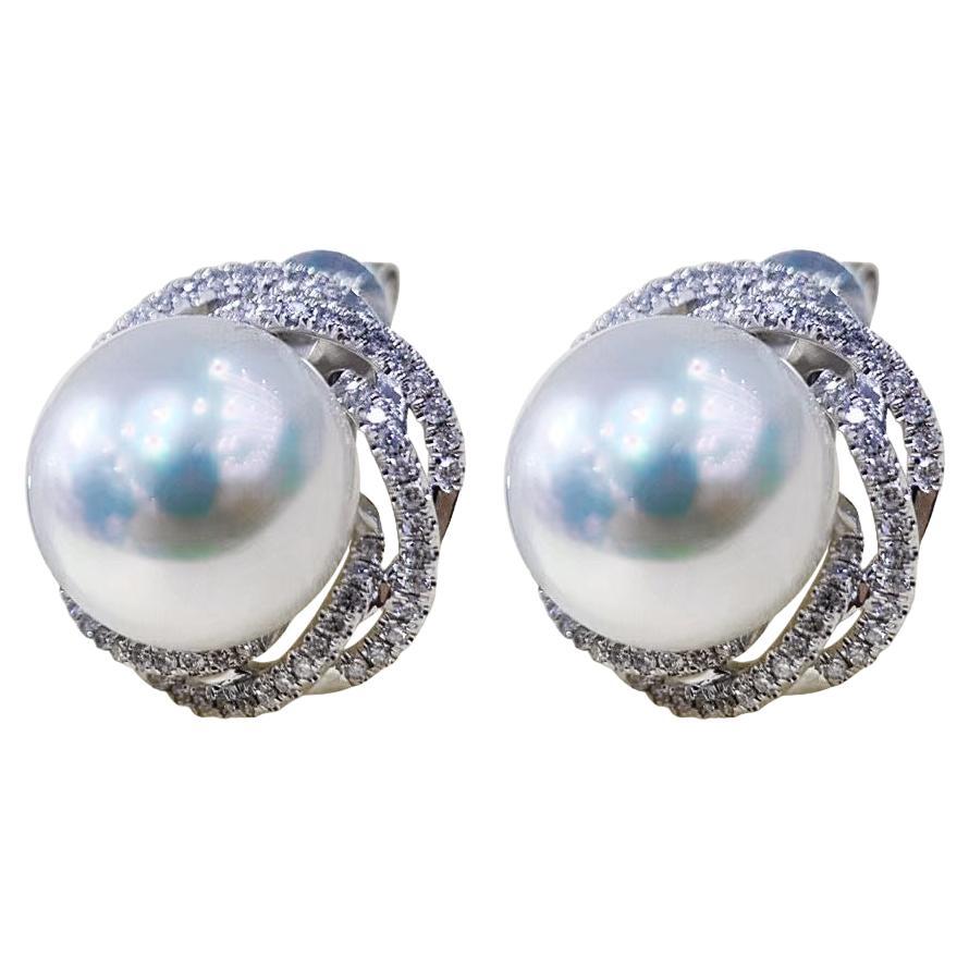 【Crown Radiance】Galaxy Diamond Aurora South Sea Pearl Cocktail Earrings