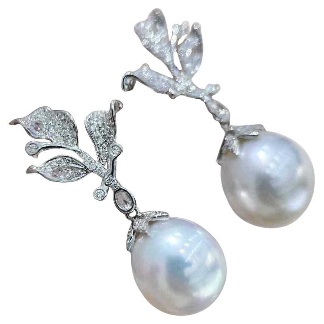 【Vine Symphony】Aurora Vineleaf Aurora 12–13mm South Sea Pearl Earrings