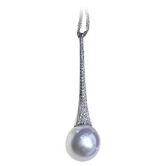 Celestial Drop Aurora South Sea Pearl Diamond Y Pendant Necklace