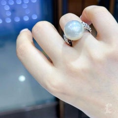 PSL Phoenix Certified 16mm South Sea Pearl Diamond Sculpture Ring
