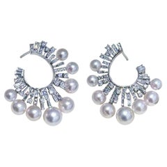 Geformte Geometrie】Radiant Burst Aurora Akoya Perle Diamant Abend Ohrringe