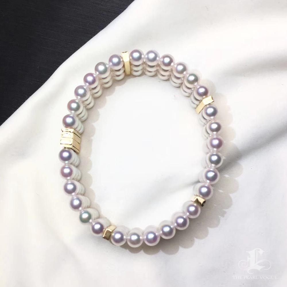 Classic Grace Bracelet triple brin en perles d'Akoya AAA et diamants en vente 3