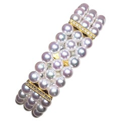【Crown Radiance】Grace AAA Baby Akoya Pearl Diamond Triple-Strand Bracelet