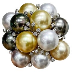 【Aurora Crown】Aurora Symphony Multicolor South Sea & Tahitian Pearl Diamond Ring