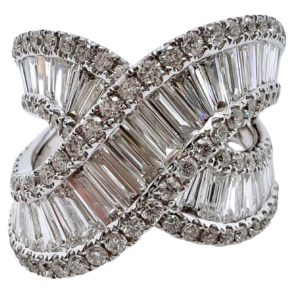 18k Yellow Gold Diamond Crossover Wide Band Ring For Sale at 1stDibs
