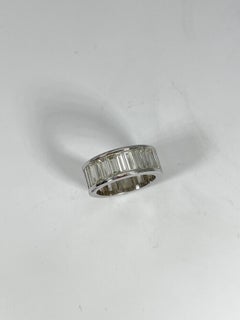 18K White Gold Diamond Baguette Eternity Band 8 CTW