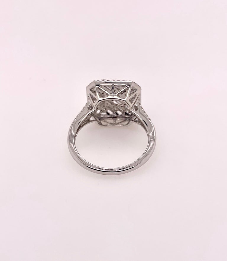18k White Gold Diamond Baguette Geometrical Ring For Sale at 1stDibs
