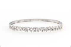 18k White Gold Diamond Baguette Hinged Bangle Bracelet 1.79ctw F-G/VS-SI