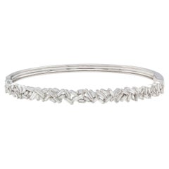 18k White Gold Diamond Baguette Hinged Bangle Bracelet 1.79ctw F-G/VS-SI