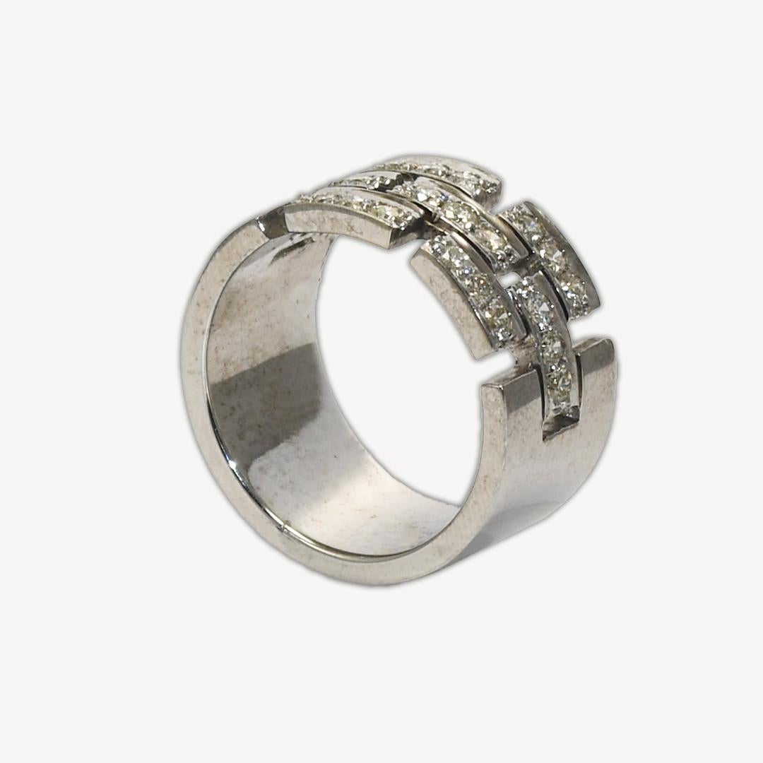 Women's or Men's 18K White Gold Diamond Band Ring 0.40ct For Sale