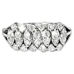 18K White Gold Diamond Band Ring Antique Estate