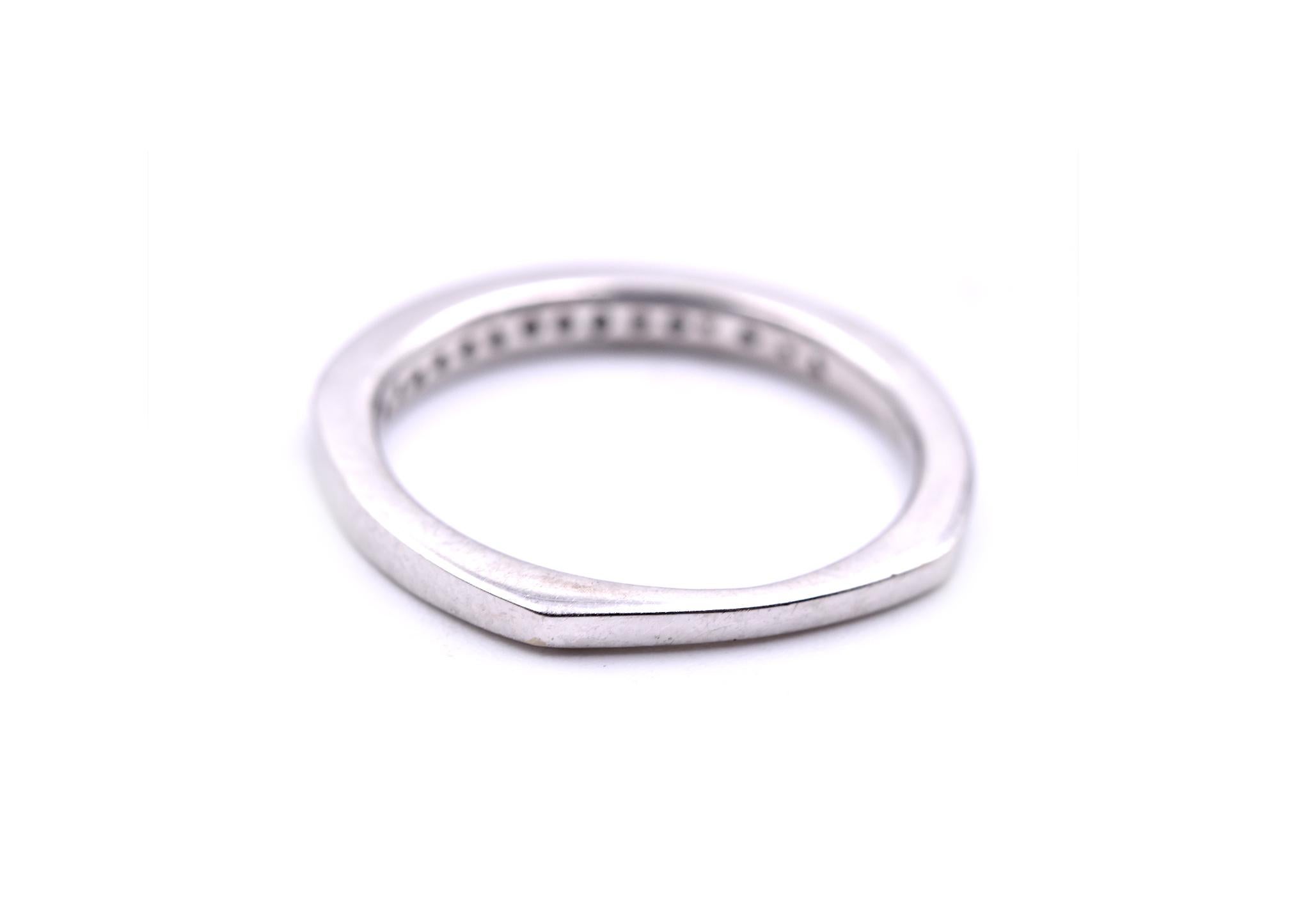 Round Cut 18 Karat White Gold Diamond Band with Euro Shank For Sale