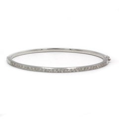 18K White Gold Diamond Bangle — ~1.00 ct (32 diamonds), French Hallmark