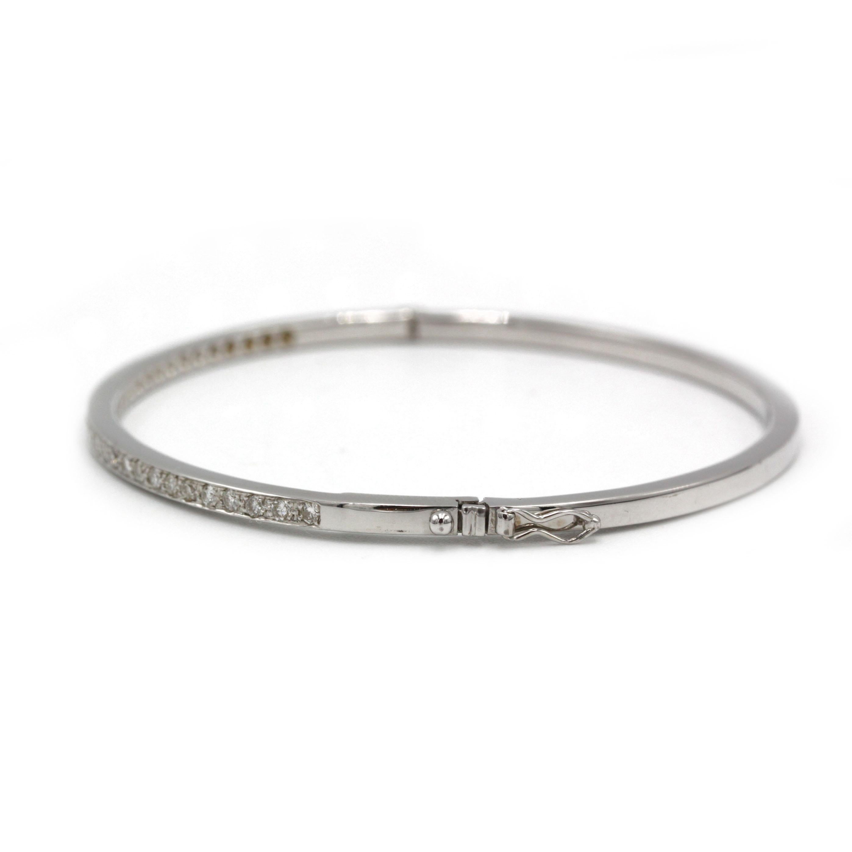 Taglio rotondo Bracciale con diamanti in oro bianco 18K - ~1,00 ct (32 diamanti), Punzone francese in vendita