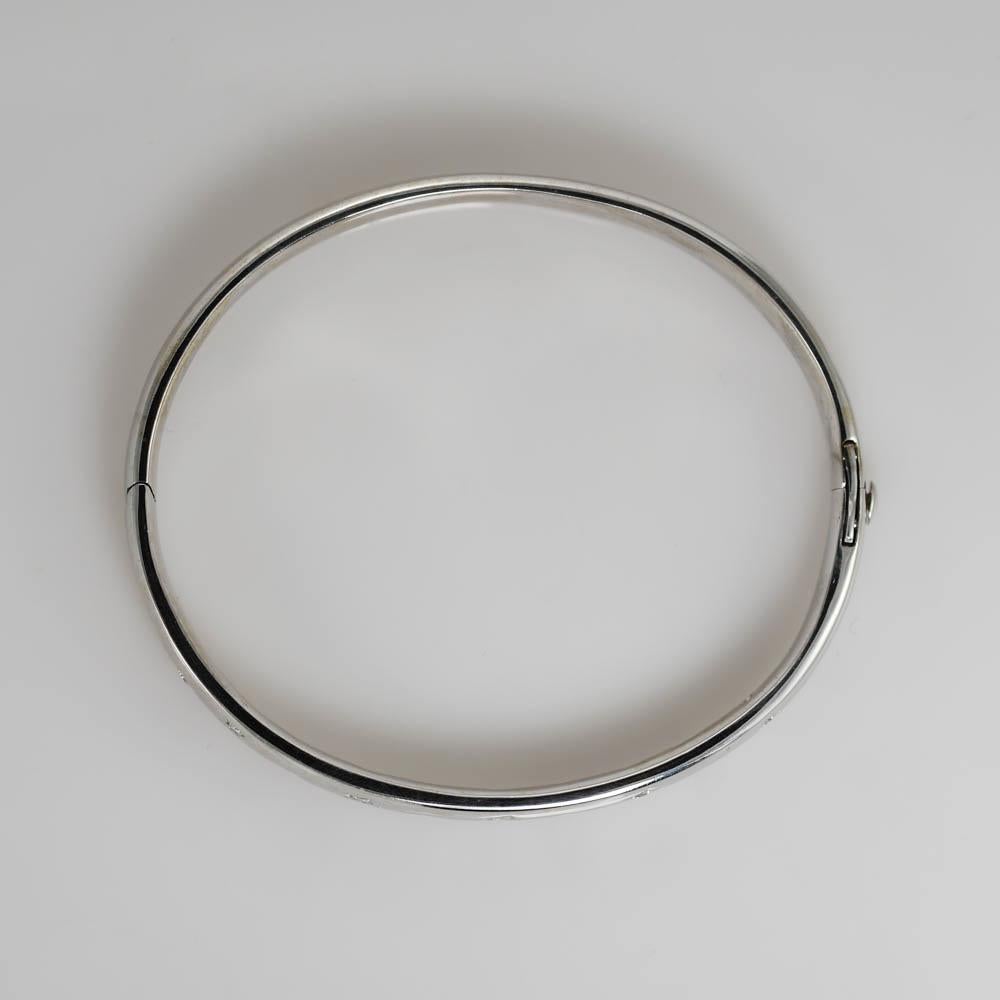 Women's or Men's 18K White Gold Diamond Bangle Bracelet 0.30ct For Sale