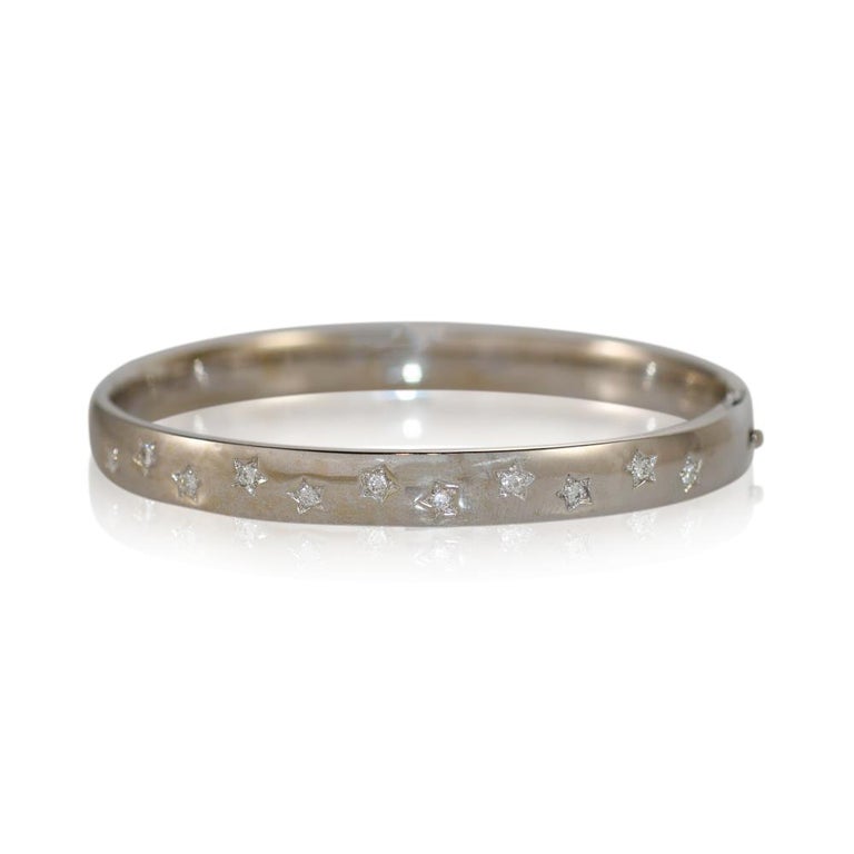 Bracelet Jonc En Or 18 Carats Avec Diamants Mobiles - 0.30 Carat, 23.43g, Magnifique
