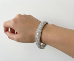 18K White Gold Diamond Bangle Bracelet 5 Carats Total Weight
