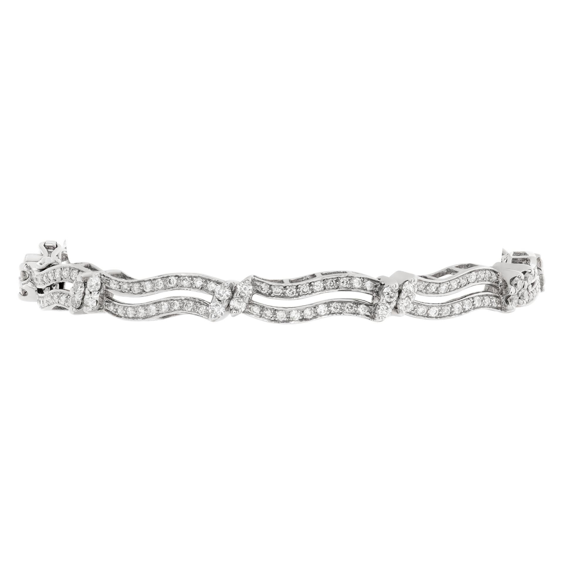 Bracciale con diamanti in oro bianco 18 carati con circa 1 carato di diamanti rotondi

