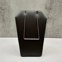 18K White Gold Diamond Bar Necklace 0.15ct GH VS Baguette 18 Inch