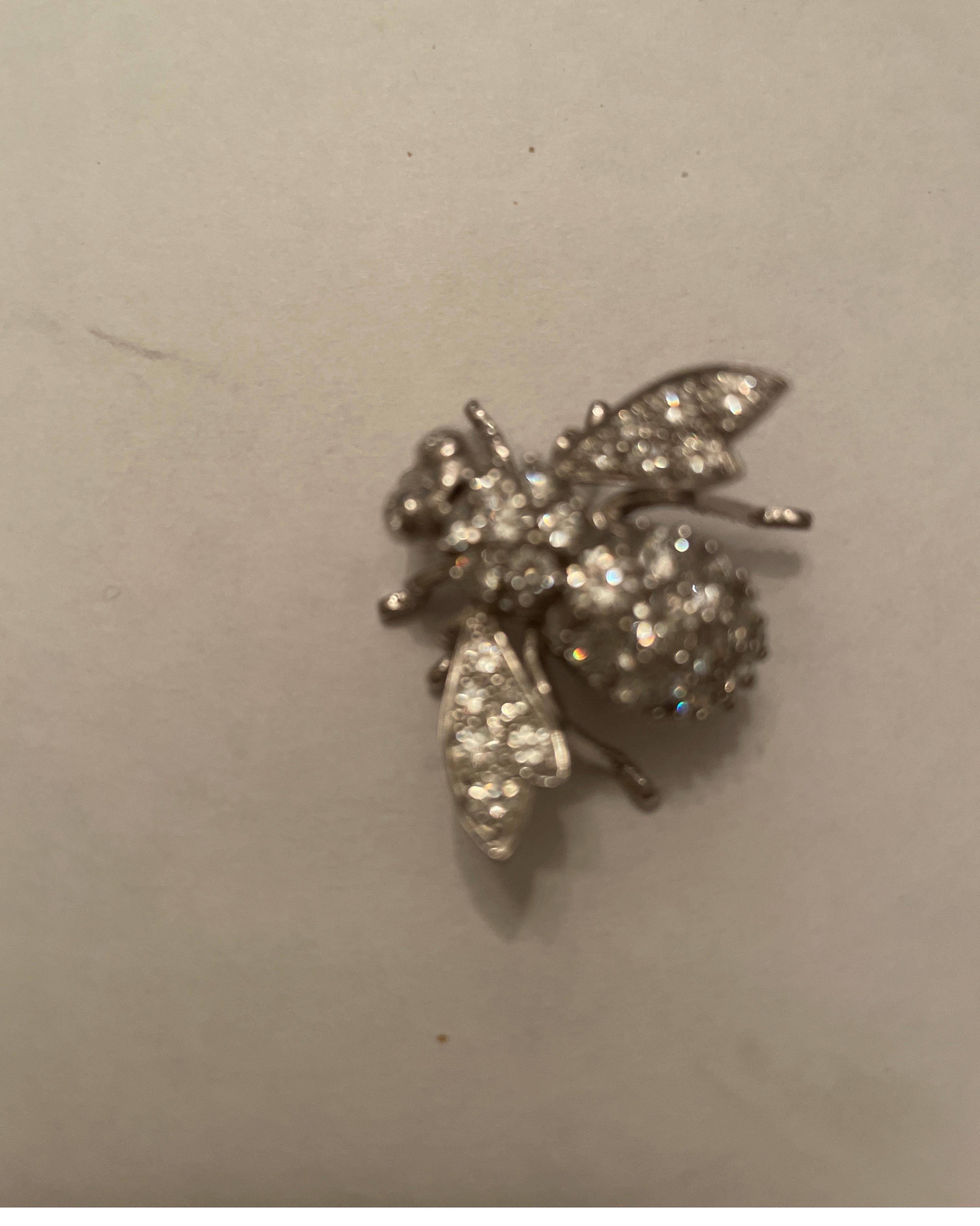 18 Karat White Gold Diamond Bee Pin 5