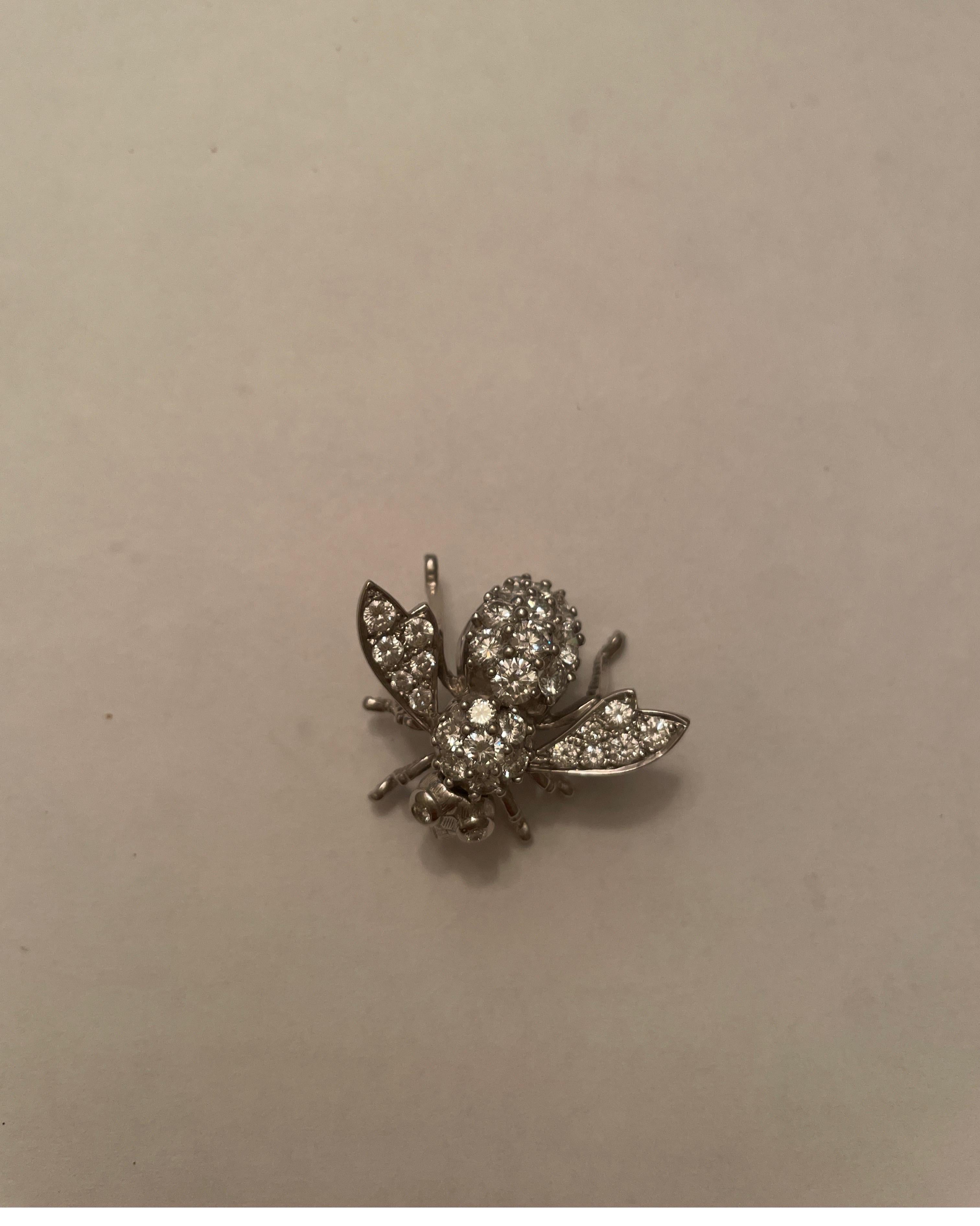 18 Karat White Gold Diamond Bee Pin 6