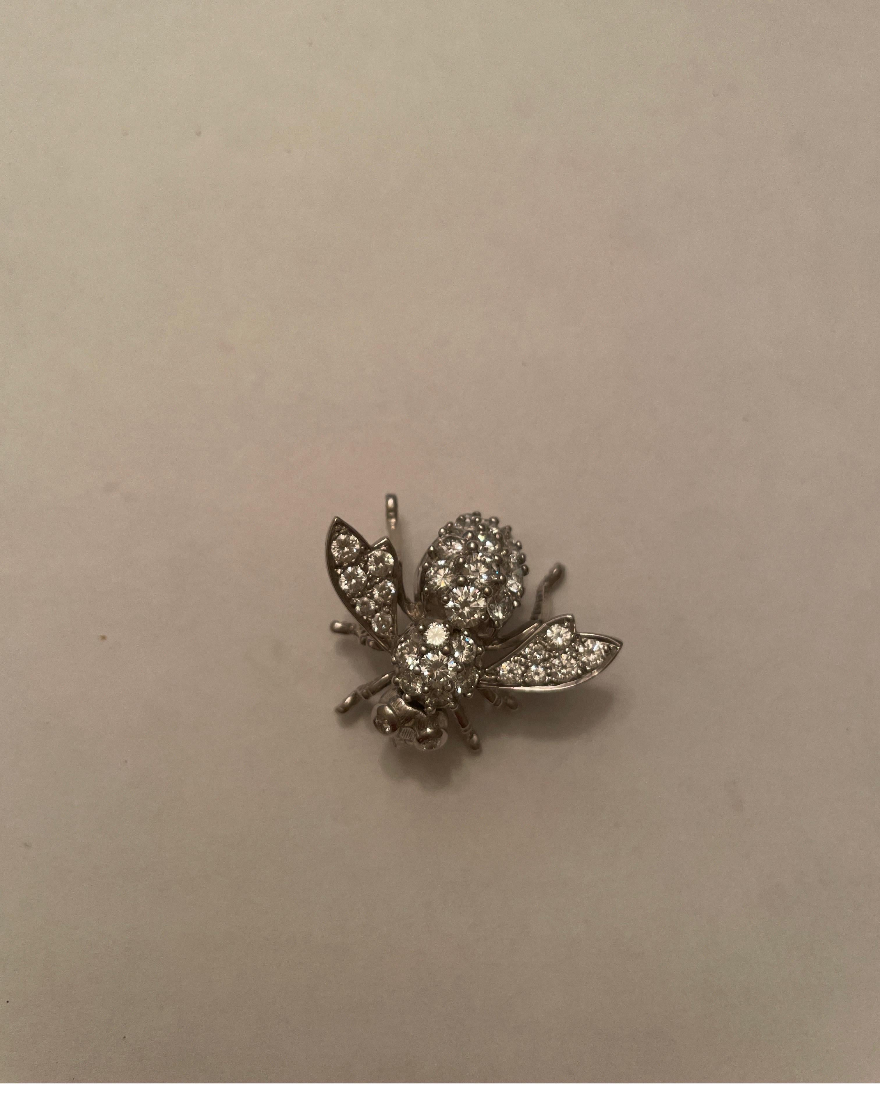 18 Karat White Gold Diamond Bee Pin 7