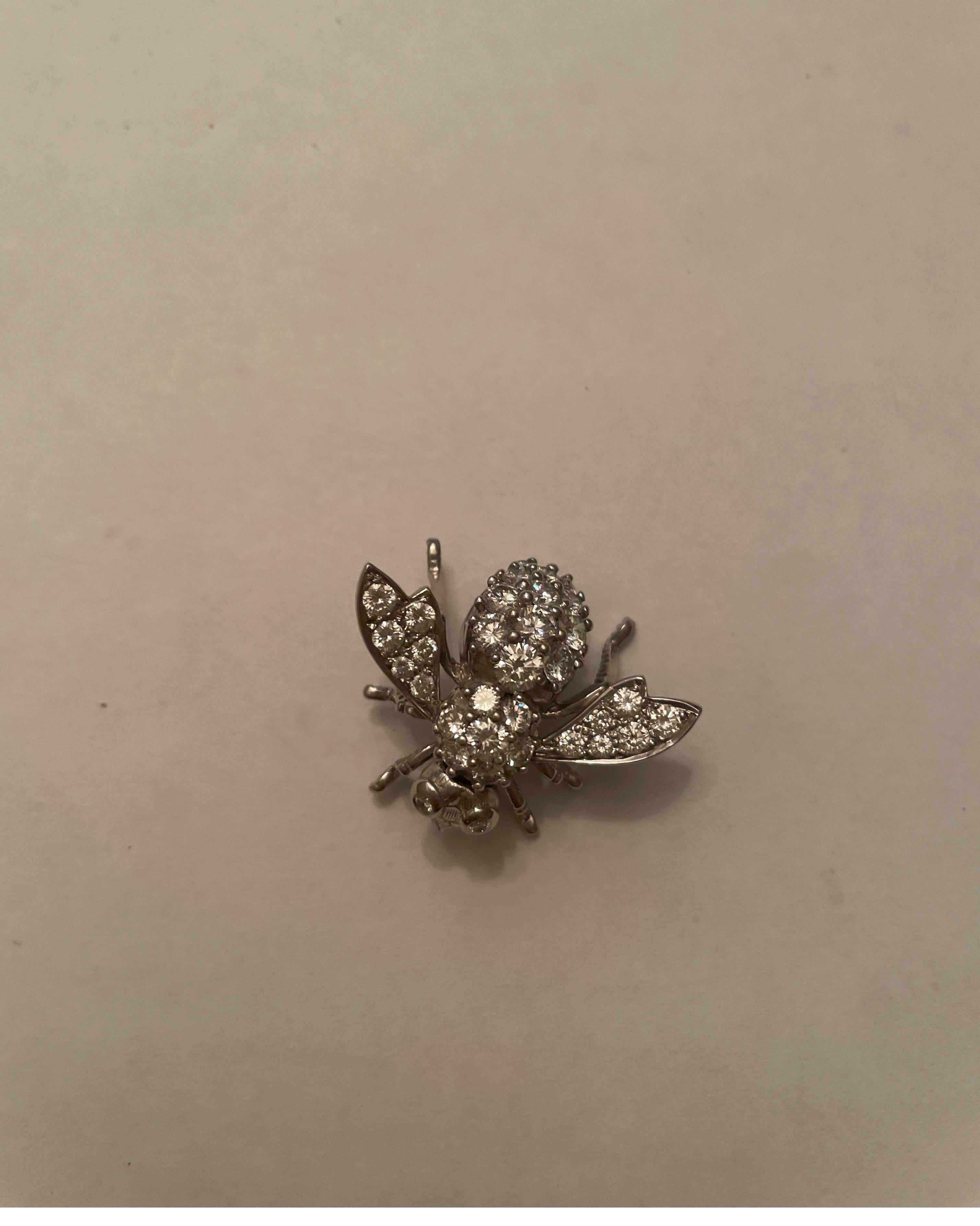 18 Karat White Gold Diamond Bee Pin 8