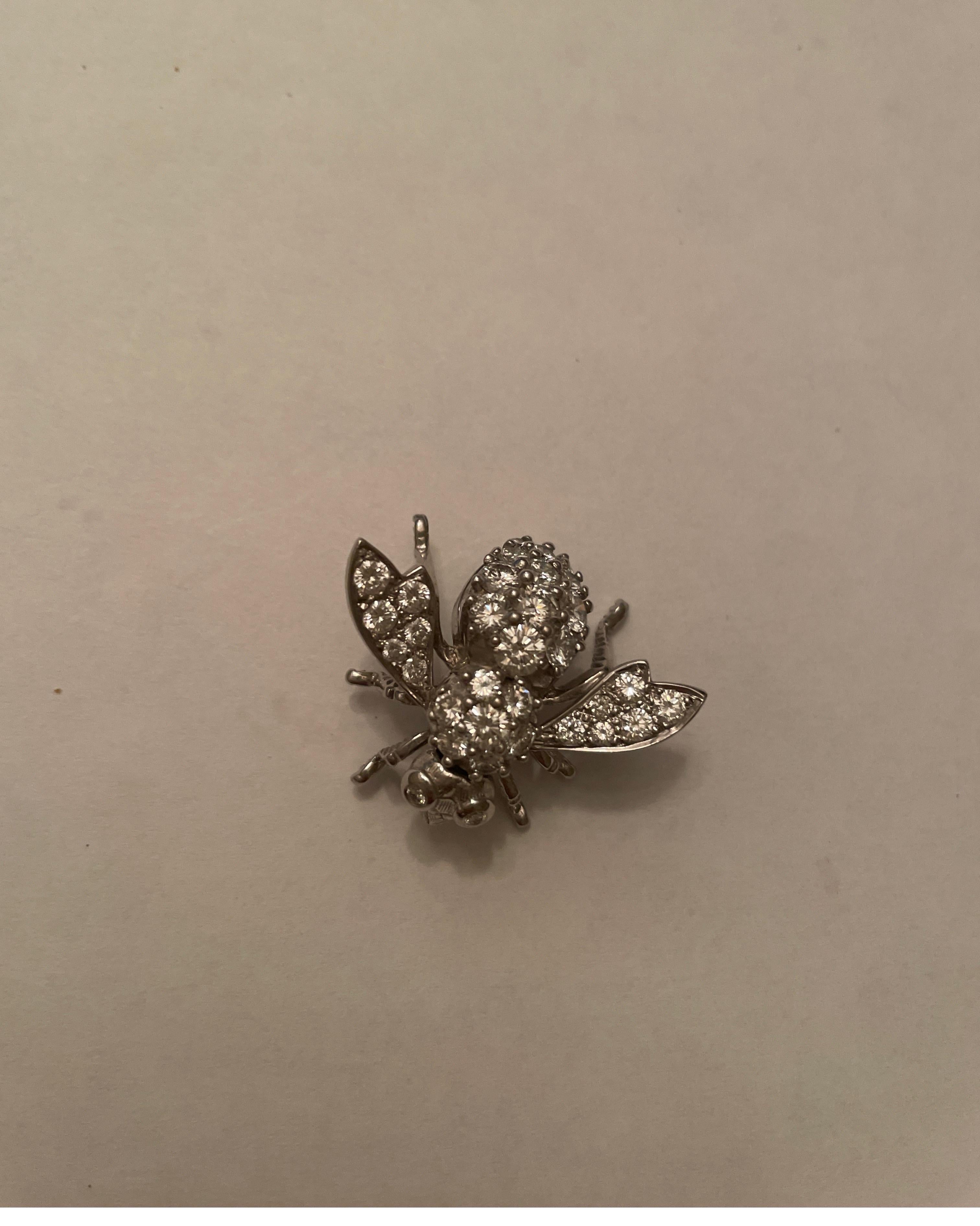 18 Karat White Gold Diamond Bee Pin 9