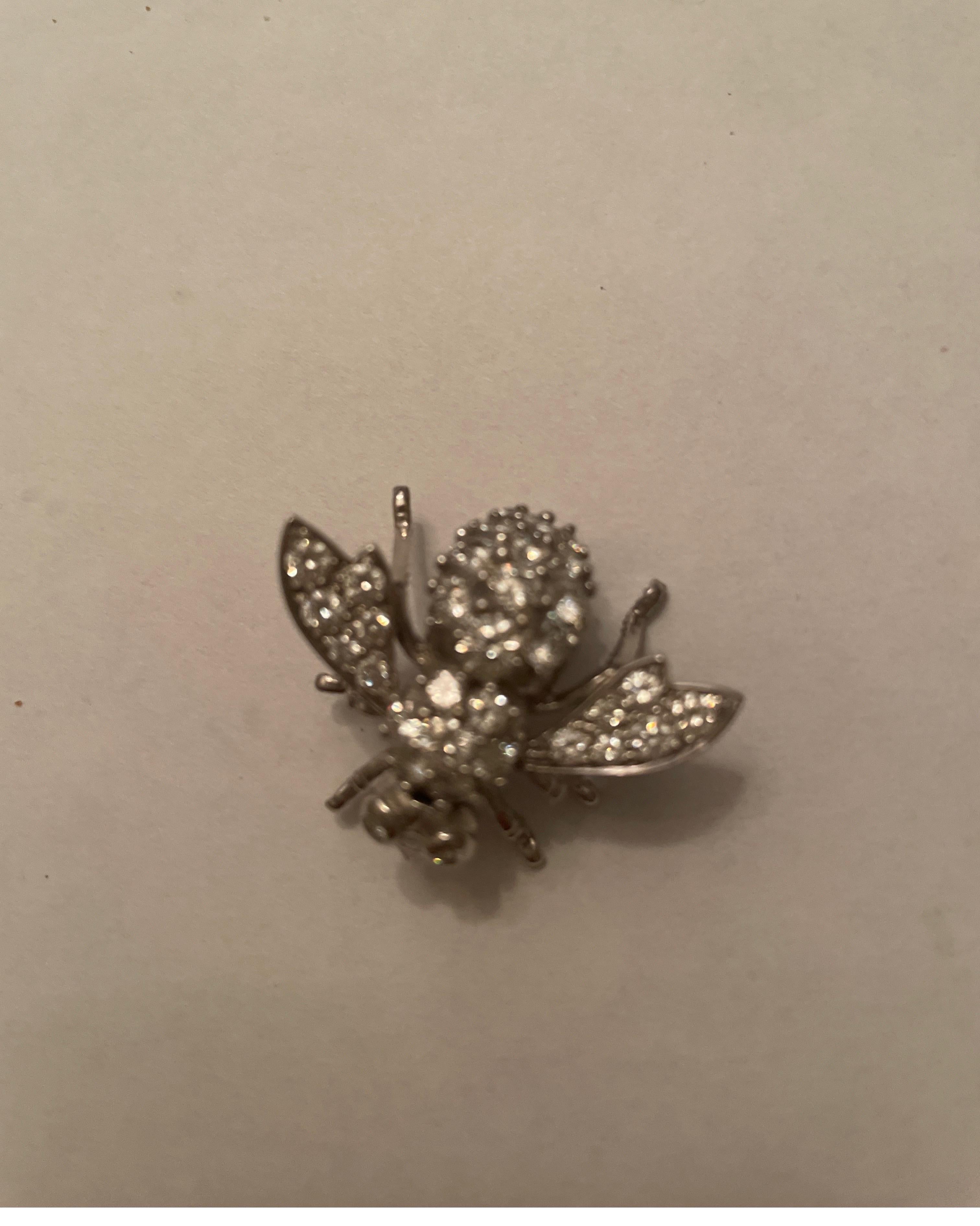 18 Karat White Gold Diamond Bee Pin 10