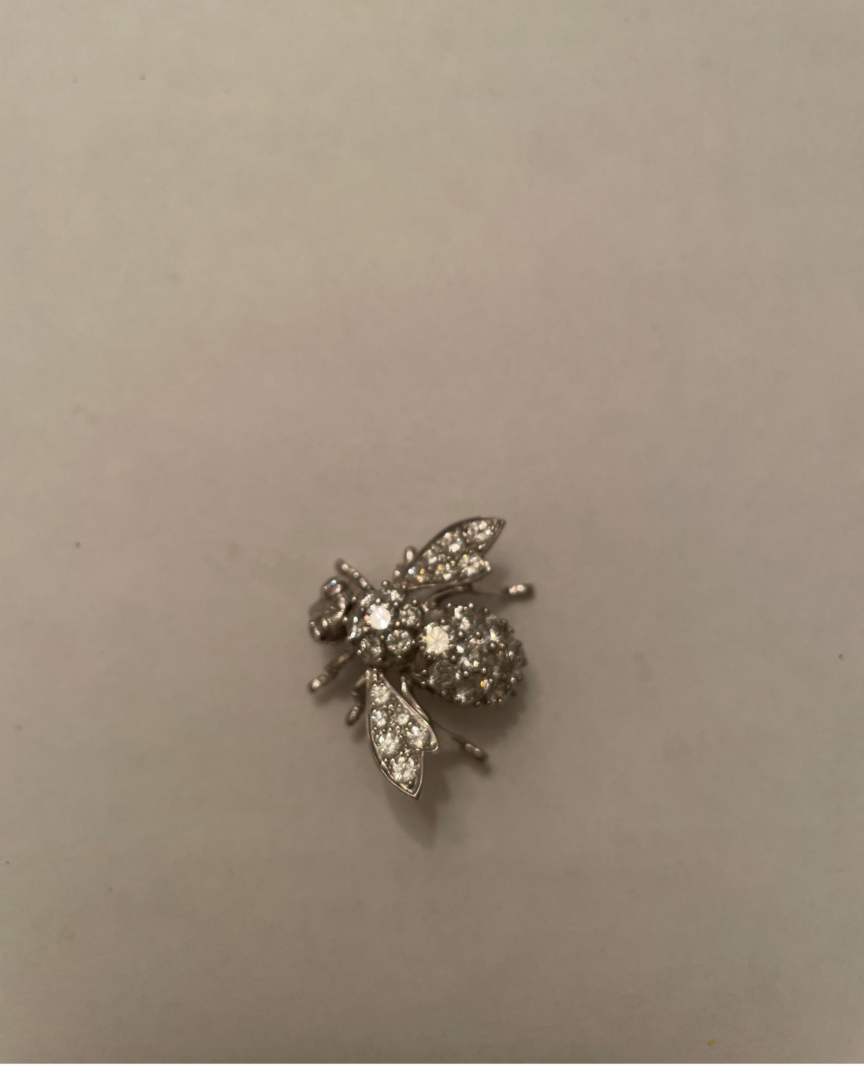 18 Karat White Gold Diamond Bee Pin 11