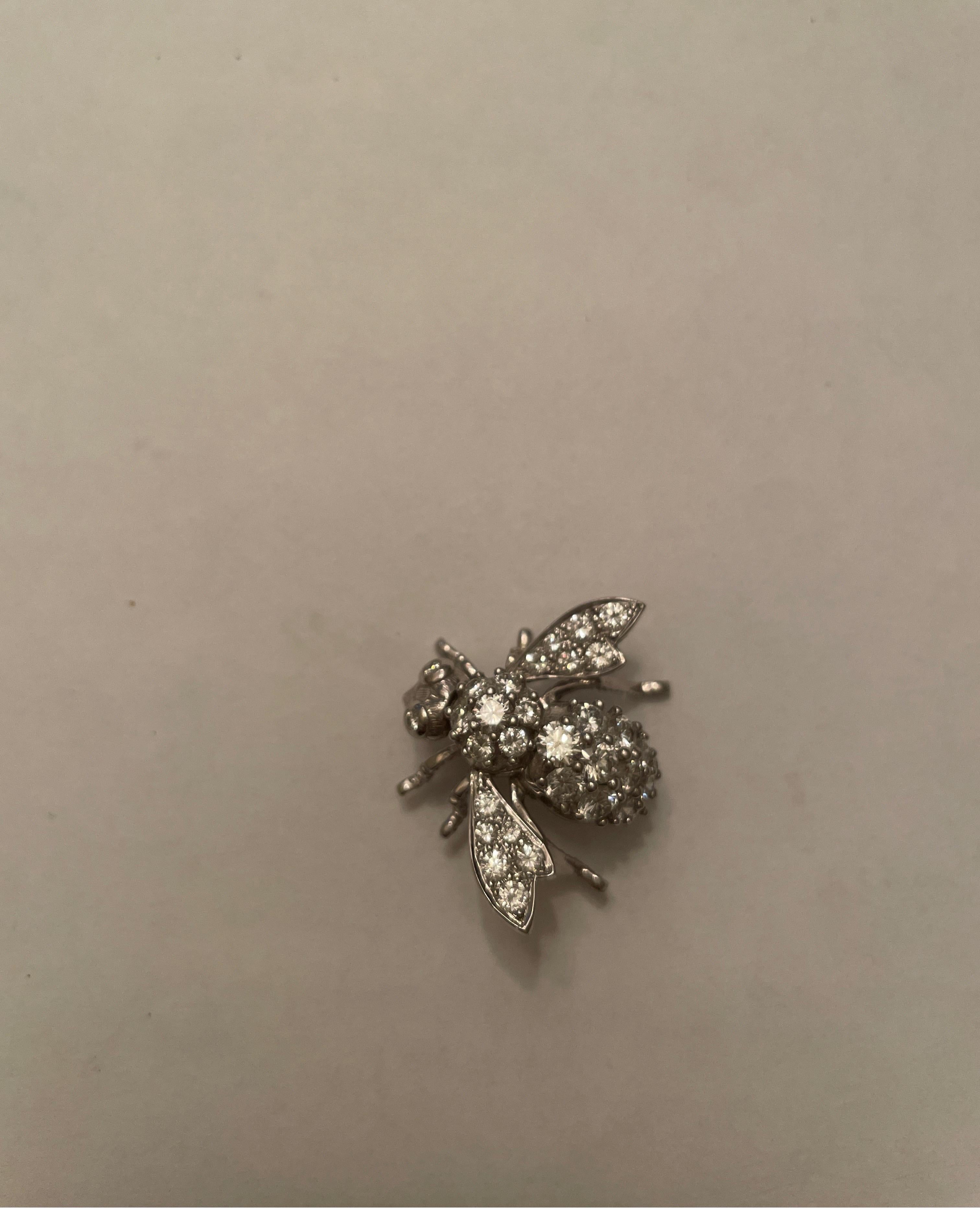 18 Karat White Gold Diamond Bee Pin 13