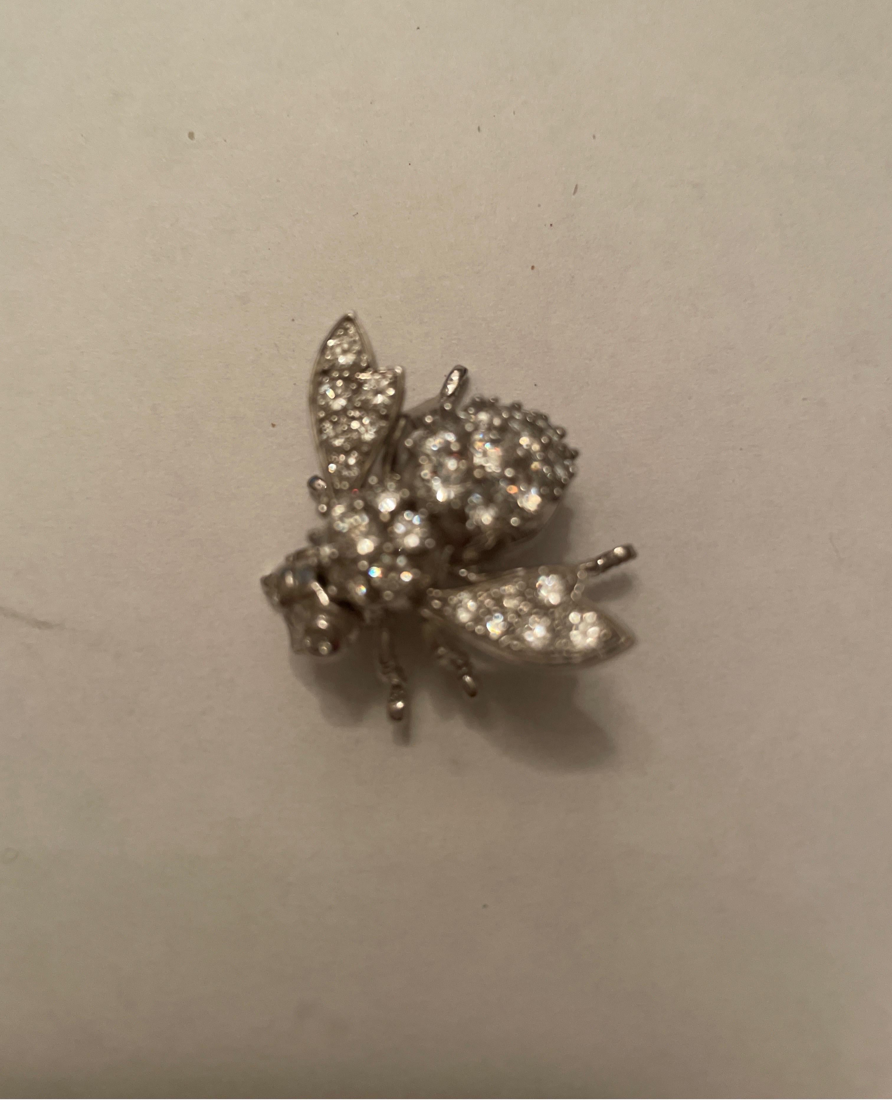18 Karat White Gold Diamond Bee Pin 1