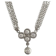 18k White Gold Diamond Bezel Pendant and Chain