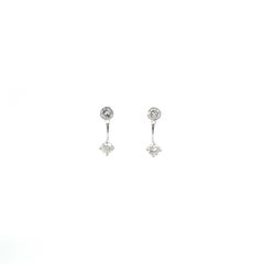 18K White Gold Diamond Bezel Set Stud Earrings with Round Diamond Jackets